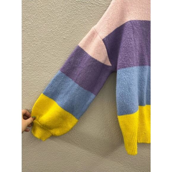 Women's Lauren Taylor Sweater Size Small Color Block Long Sleeve Pullover - Picture 2 of 9